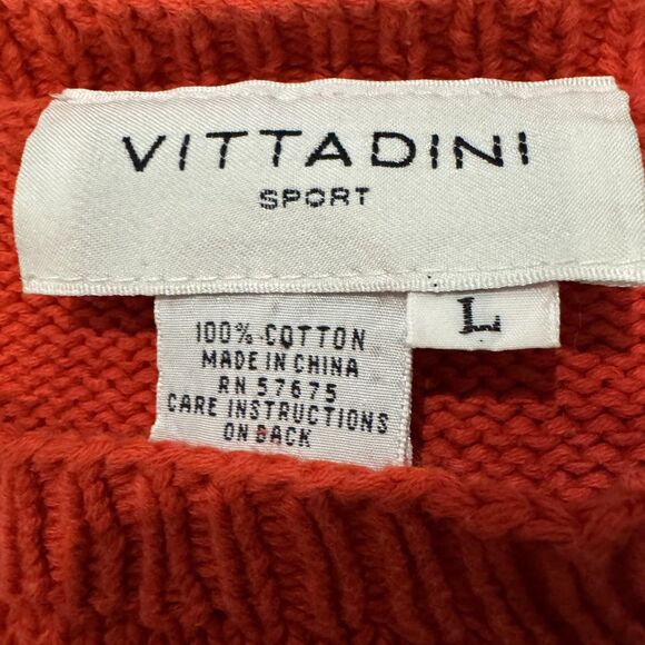 VTG Adrianne Vittadini Sport Sweater Womens L Red Cotton Colorful Graphic Knit - Picture 3 of 9